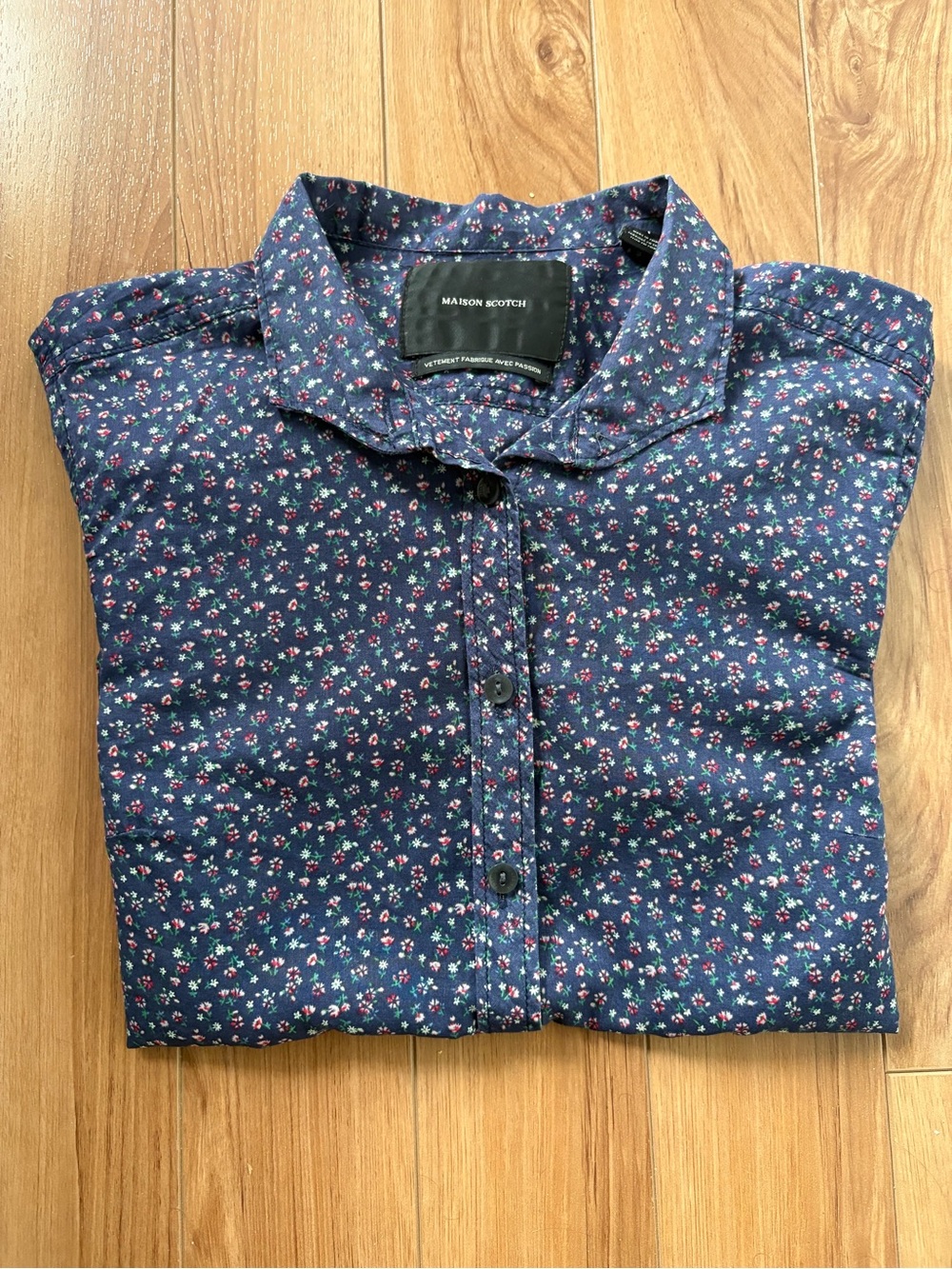 Scotch & Soda Navy Floral Button-Down Shirt 100% Cotton